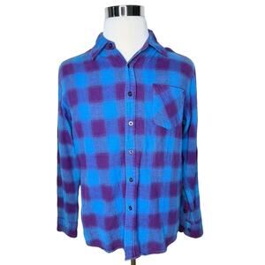 Vintage Anchor Blue Workwear Shirt Men's Size Medium Plaid Flannel WKWR